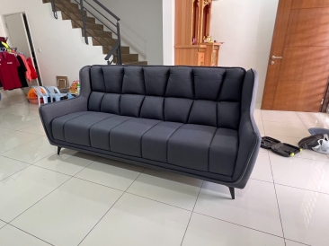 3 Three Seater Sofa Black Colour Deliver to Bandar Tasek Mutiara Simpang Ampat Penang