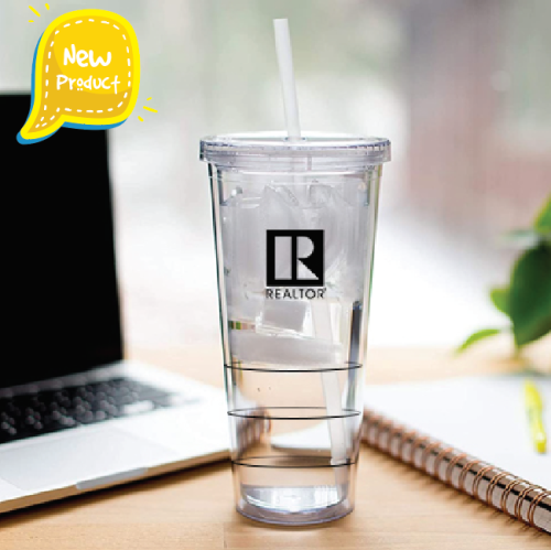 Acrylic Double Layer Tumbler with Straw - M 1071