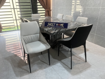 Dining Set | Marble Table Black | Dining Chair Deliver to Taman Brown Gelugor Penang | Cafe Furniture