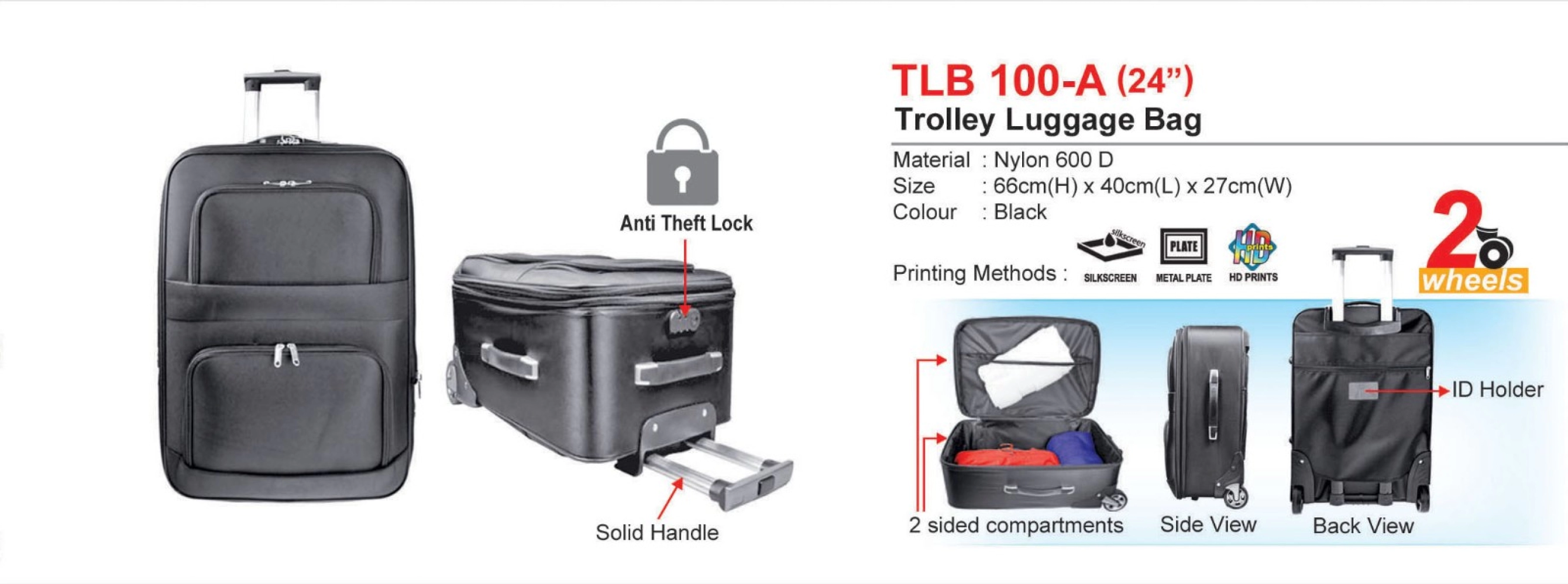 TLB100-A (24") Trolley Luggage Bag (I)