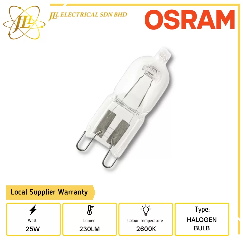 OSRAM 65925 25W 240V 230LM G9 2600K ROCKET CLEAR HALOGEN BULB Kuala Lumpur  (KL), Selangor, Malaysia Supplier, Supply, Supplies, Distributor | JLL  Electrical Sdn Bhd