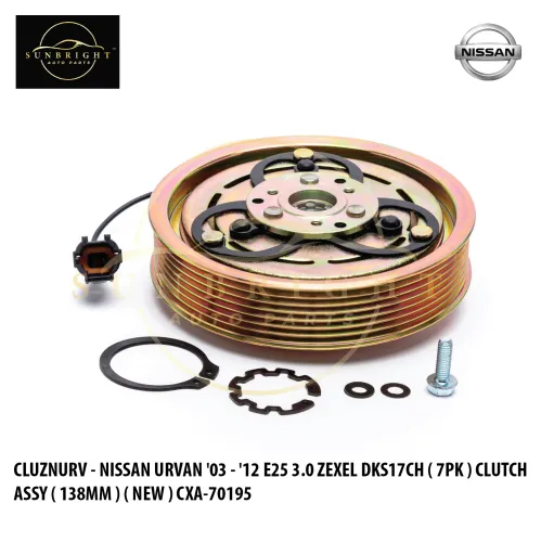 CLUZNURV - NISSAN URVAN '03 - '12 E25 3.0 ZEXEL DKS17CH ( 7PK ) CLUTCH ASSY ( 138MM ) ( NEW ) CXA-70195