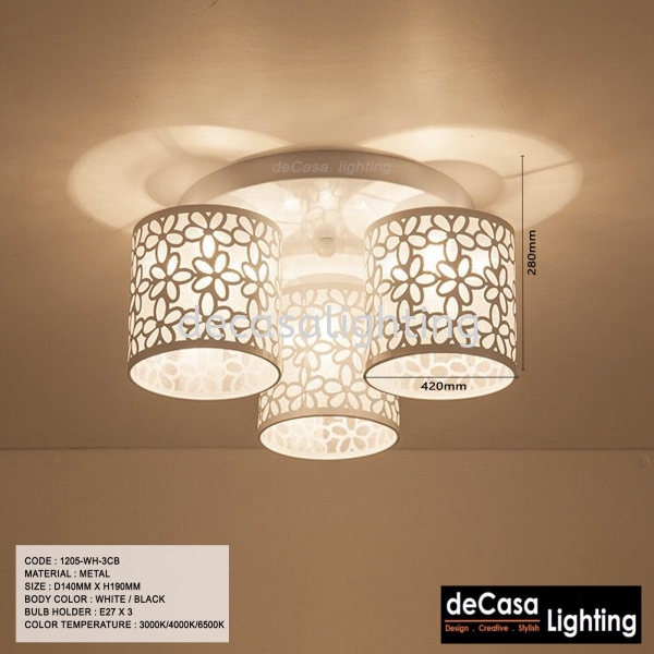 CEILING LIGHT (1205-WH-3CB) Stylish Ceiling Light CEILING LIGHT Selangor, Kuala Lumpur (KL), Puchong, Malaysia Supplier, Suppliers, Supply, Supplies | Decasa Lighting Sdn Bhd