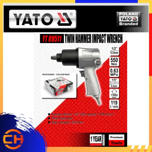 YATO AIR IMPACT WRENCH 1/2 TWIN HAMMER [YT09511]