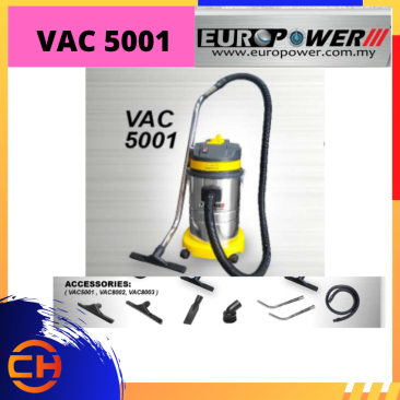 EUROPOWER WET & DRY STAINLESS STEEL VACUUM CLEANER 30L 1800W [VAC5001]