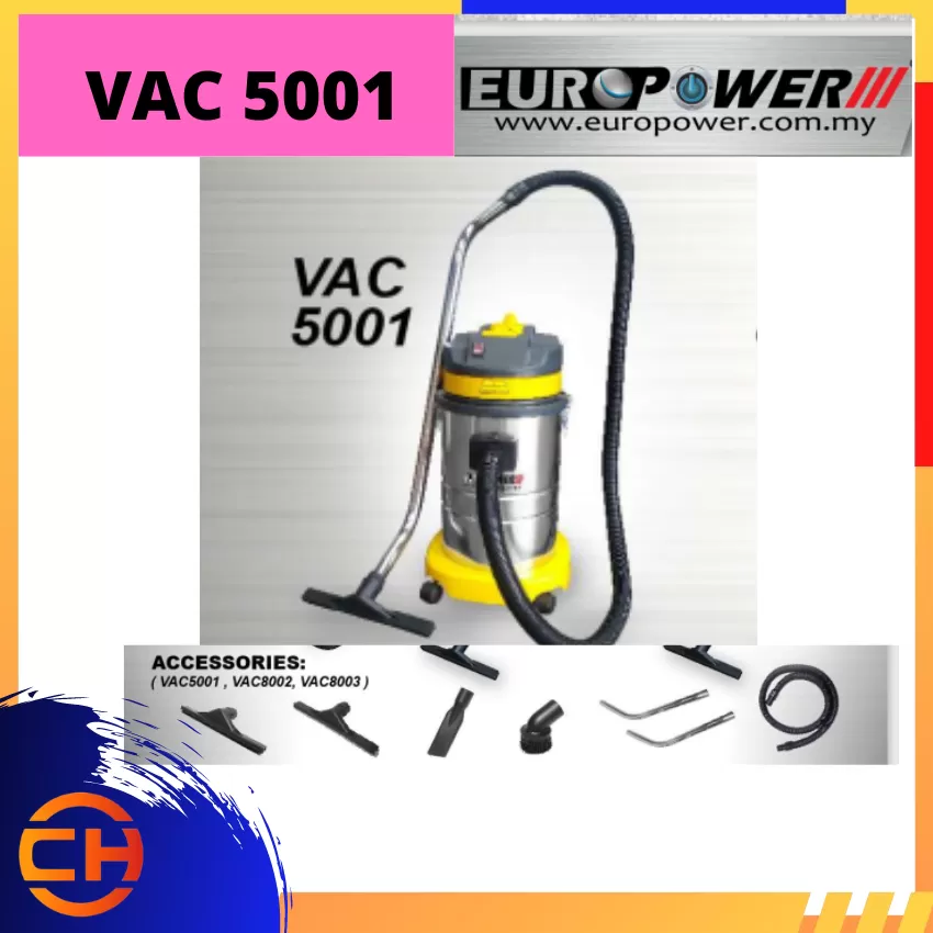 EUROPOWER WET & DRY STAINLESS STEEL VACUUM CLEANER 30L 1800W [VAC5001] 