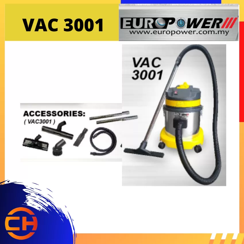 EUROPOWER COMMERCIAL WET & DRY STAINLESS STEEL VACUUM CLEANER 15L 1800W [VAC3001]