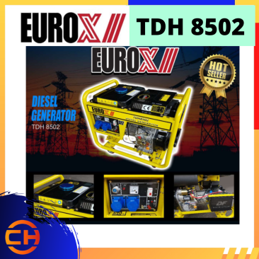 EUROX DIESEL GENERATOR OPEN TYPE 7KW ELECTRIC STARTER TDH-8502 4-stroke 70000W 3000RPM RECOIL & BATTERY STARTER