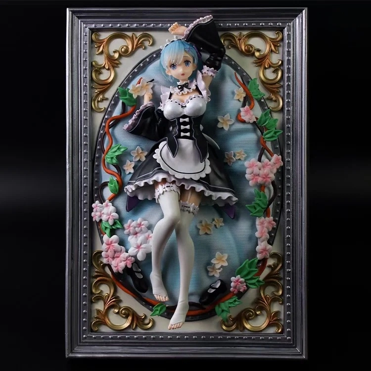 GK Cute Rem 3D Photo Frame Figure Decoration Rezero Photo album 从零开始 雷姆3D相框 相框蕾姆 连衣裙 女仆 立体相框 盒装手办模型摆件人偶