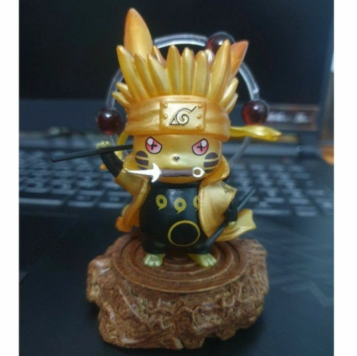 Q Pikachu X Naruto GK Series Naruto Ninetail Pikachu Figure 火影忍者 皮卡丘 九尾鸣人 六道仙人模式 Pikachu X Naruto Figure Naruto Pikachu