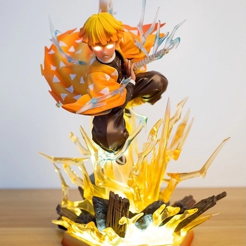 [Light Up] Zenitsu Agatsuma Lighting Battle Skill Position Light Up Demon Slayer Figurines 可发光我妻善逸雷霆一闪手办鬼灭之刃动漫模型摆件