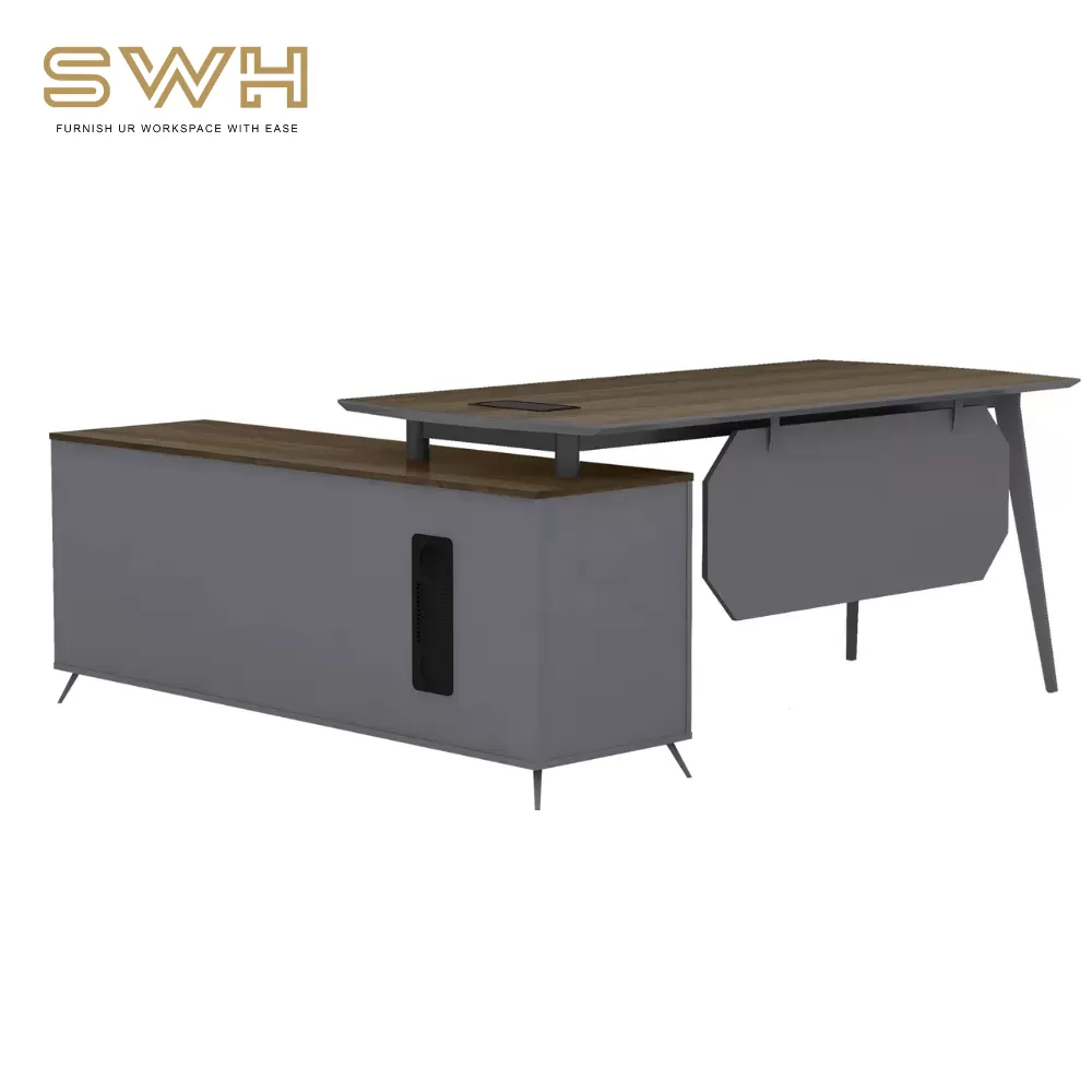 RCF 002 Director Office Table L Shaped | Director Table Penang | Penang Office Furniture
