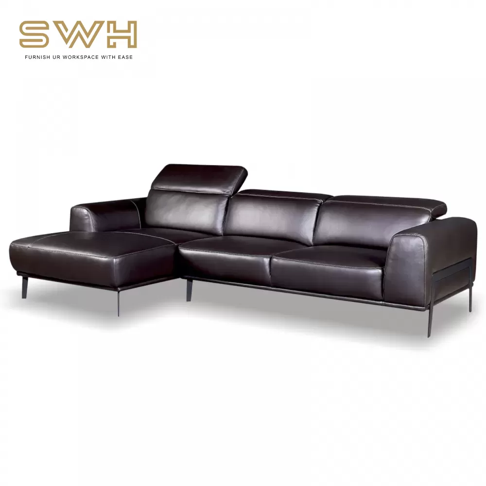 FRNZ 8509 Modern L Shape Sofa Aqua Fabric Thick Half Leather 