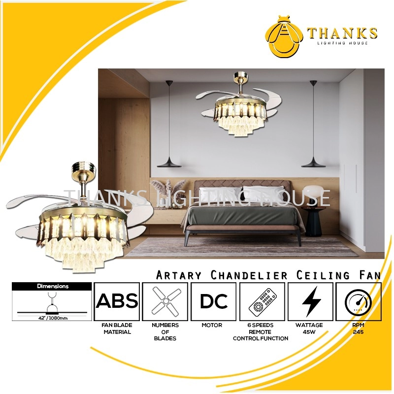 Artary CRYSTAL Chandelier Ceiling Fan