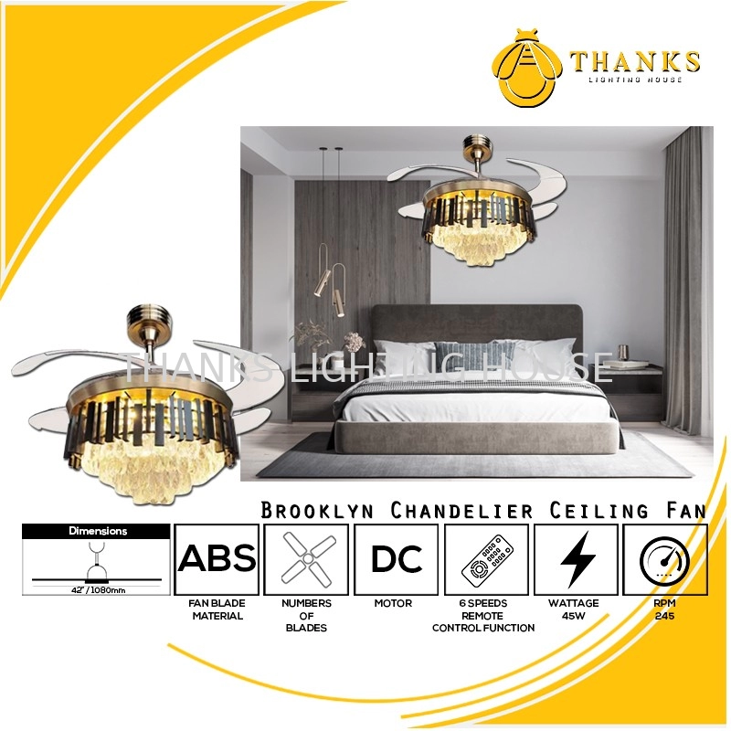 Brooklyn CRYSTAL Chandelier Ceiling Fan