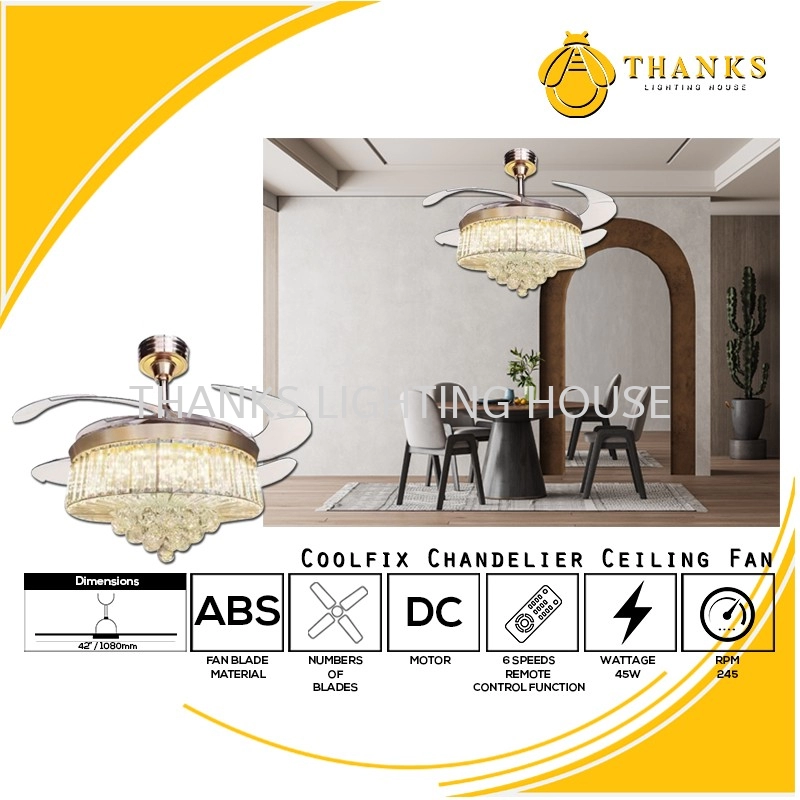 Coolfix CRYSTAL Chandelier Ceiling Fan