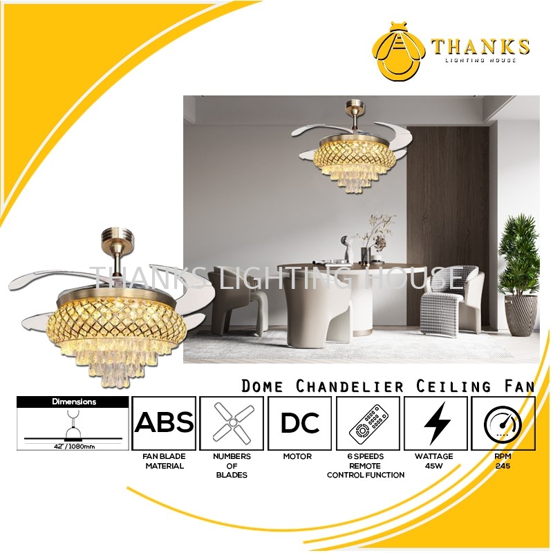 Dome Chandelier Ceiling Fan