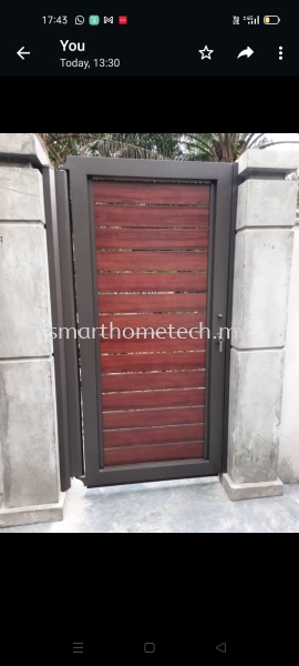 Fully Aluminum Gate Wood Aluminium Aluminium Gate Melaka, Malaysia Supplier, Supply, Supplies, Installation | SmartHome Technology Solution