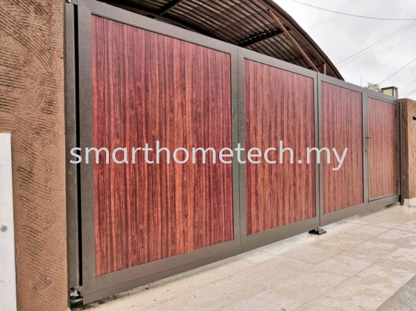 Fully Aluminum Gate Wood Aluminium Aluminium Gate Melaka, Malaysia Supplier, Supply, Supplies, Installation | SmartHome Technology Solution