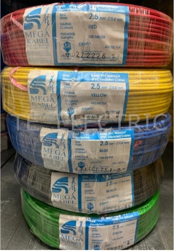 MEGA KABEL 2.5MM PVC CABLE MEGA 2.5MM PVC INSULATED CABLE PURE COPPER (SIRIM)