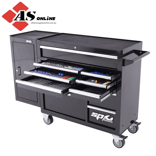 SP TOOLS Custom Series Roller Cabinet Tool Kit With Side Cabinet - 237pc - Metric/SAE- Black / Model: SP50626