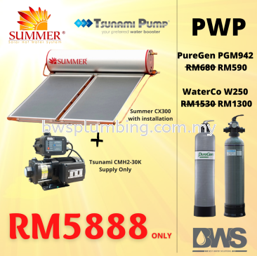 Summer CX300 + Tsunami CMH2-30K Water Pump (Summer With Installation, Tsunami Pump Supply ONLY) Purchase with purchase Waterco/ puregen Outdoor Filter with promotion price