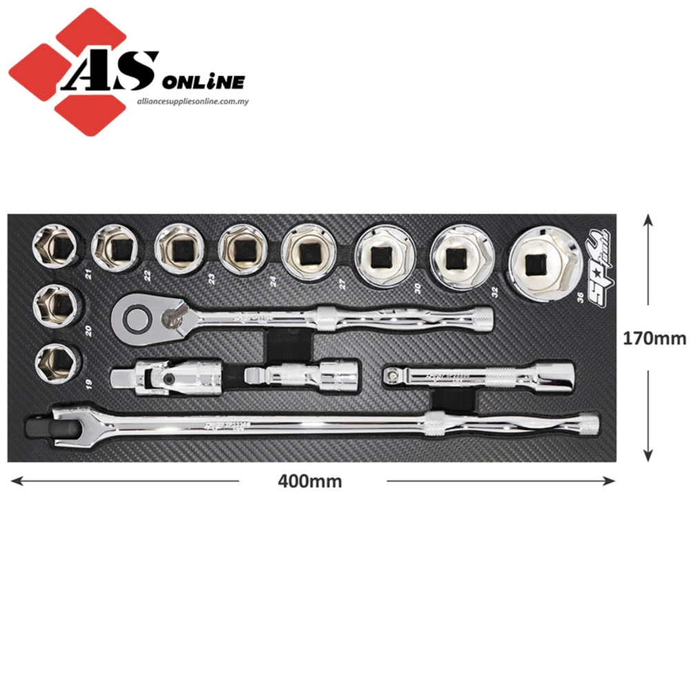 SP TOOLS Foam Tray - Tech Series Metric Only - 15pc - Sockets & Accessories Included / Model: SP50011