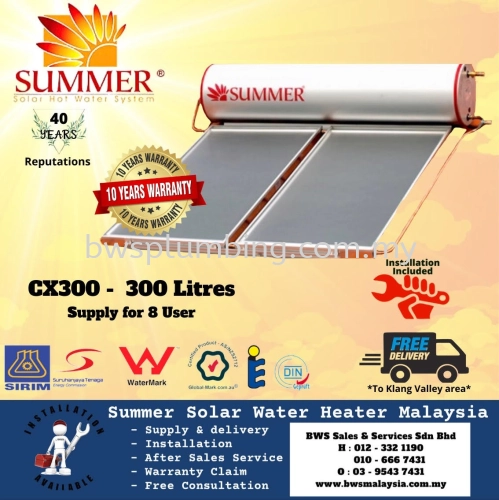 SUMMER CX300 Solar Water Heater Malaysia