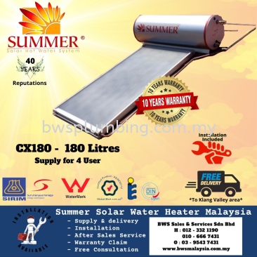 SUMMER CX180 Solar Water Heater Malaysia