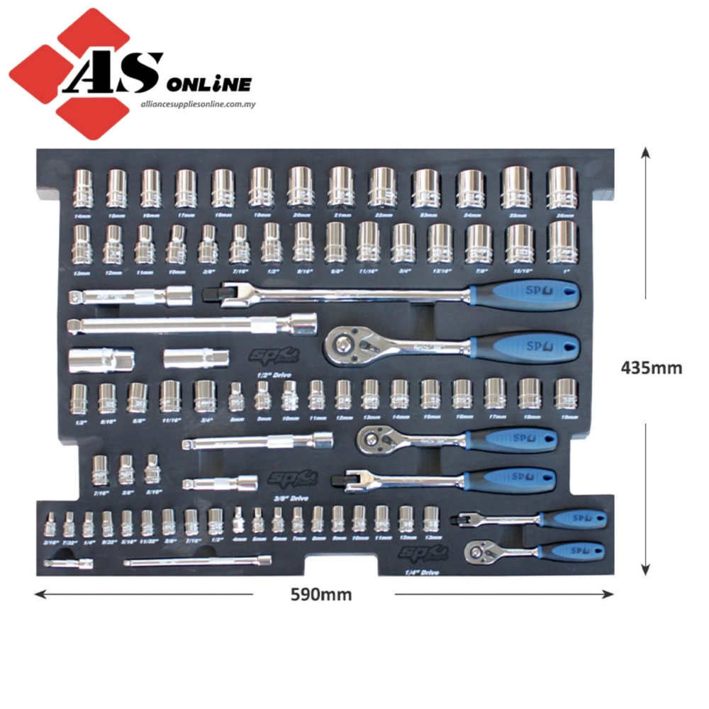 SP TOOLS Foam Tray - Metric/SAE - 81pc - Sockets & Accessories Included / Model: SP50003