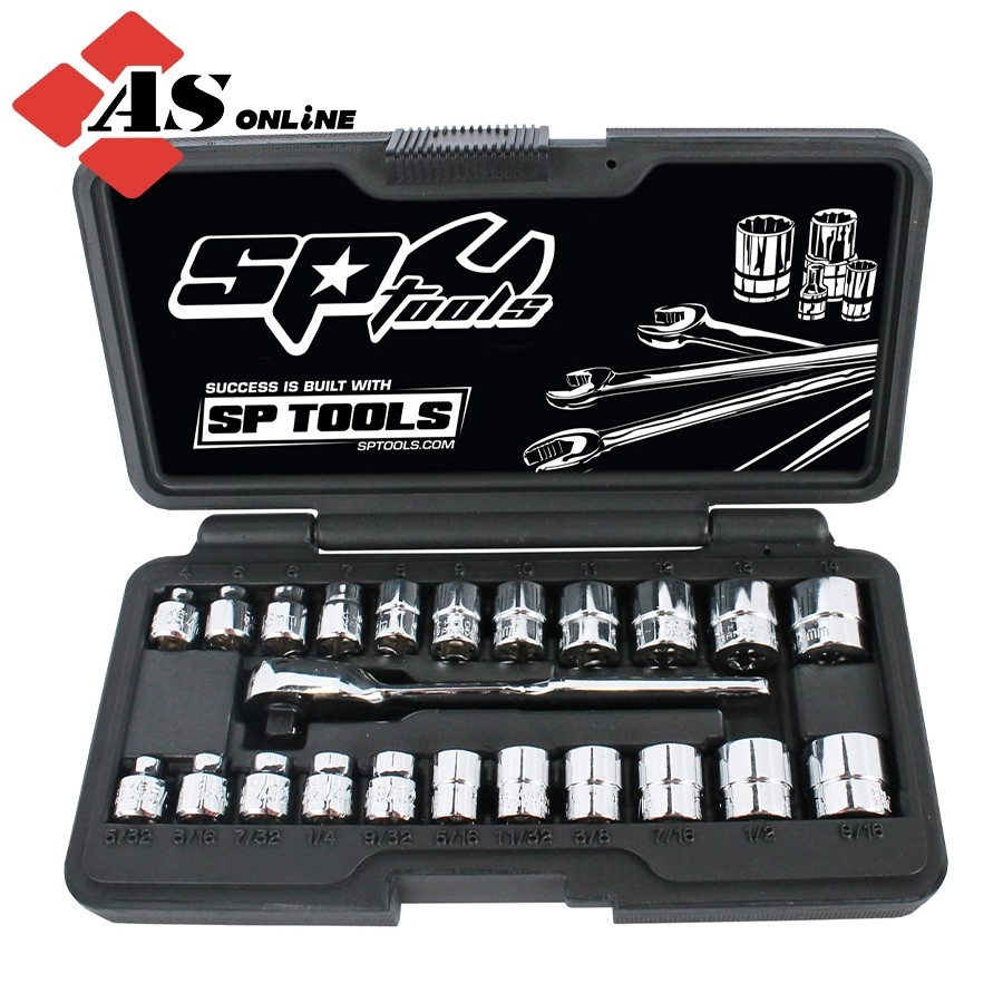 SP TOOLS 1/4"Dr Socket Set - Low Profile (Stubby) - Metric/SAE - 23pc / Model: SP20121