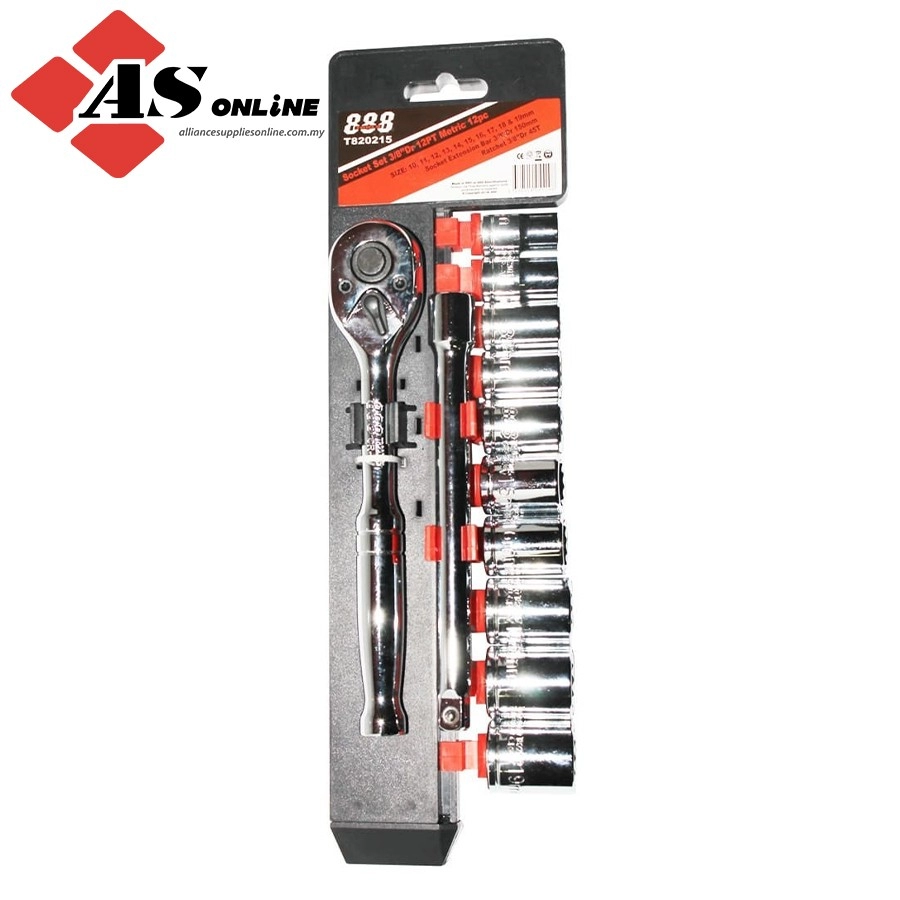 SP TOOLS 3/8"Dr Socket Set - 12pt Metric/SAE - 22pc - 888 Series / Model: T820205