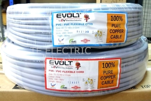 EVOLT 40 / 70 X 3 CORE 0.193 PVC FLEXIBLE CABLE GREY FULL COPPER PURE COPPER ELECTRICAL AIR COND WIRE