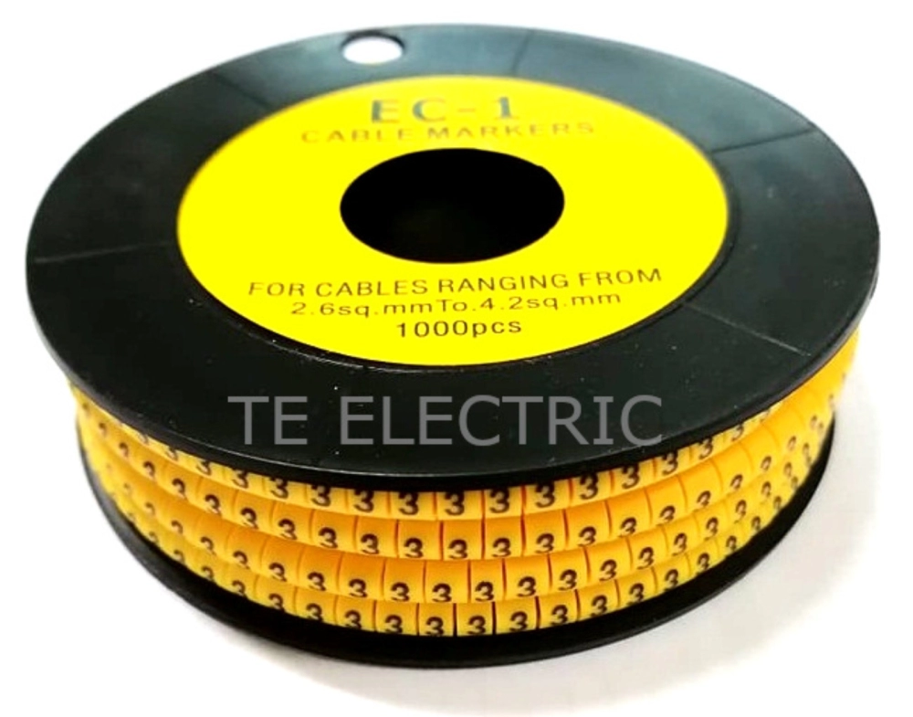 1000PCS) EC-1 CABLE MARKER 0 / 1 / 2 / 3 / 4 / 5 / 6 / 7 / 8 / 9 YELLOW  NUMBERS 2.6MM TO 4.2MM CABLE Johor Bahru (JB), Malaysia Supplier, Dealer,  Provider | T.E. Electric Sdn Bhd