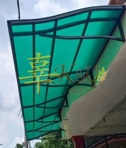 Mild Steel Polycarbonate Green Color (Nu Serials 3mm) Skylight Awning - Frame & Arm Ms 1 1/2x1 1/2(1.2) Hollow 