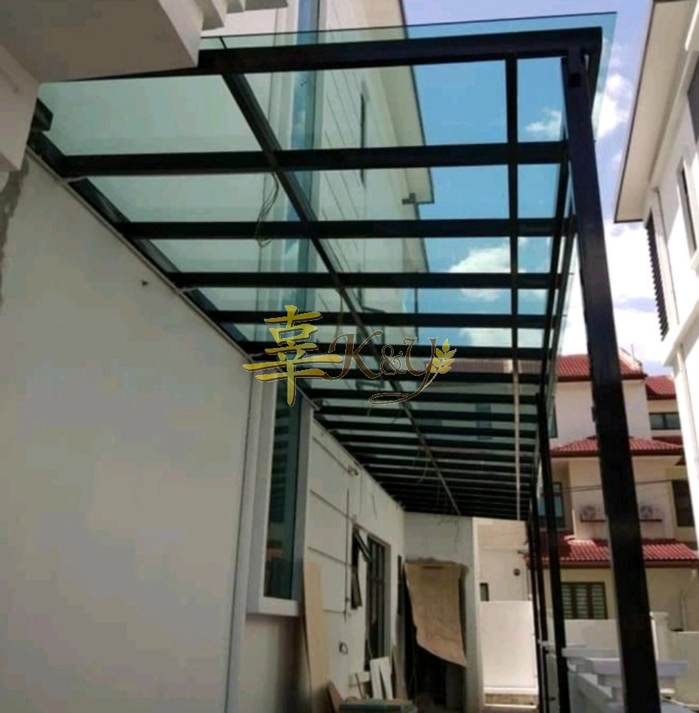 Mild Steel Laminate Glass Roof Awning-Frame Ms 2x4(1.9)Hollow ,Bean 2x5(2.3),Pillar 4x4(1.9)Hollow