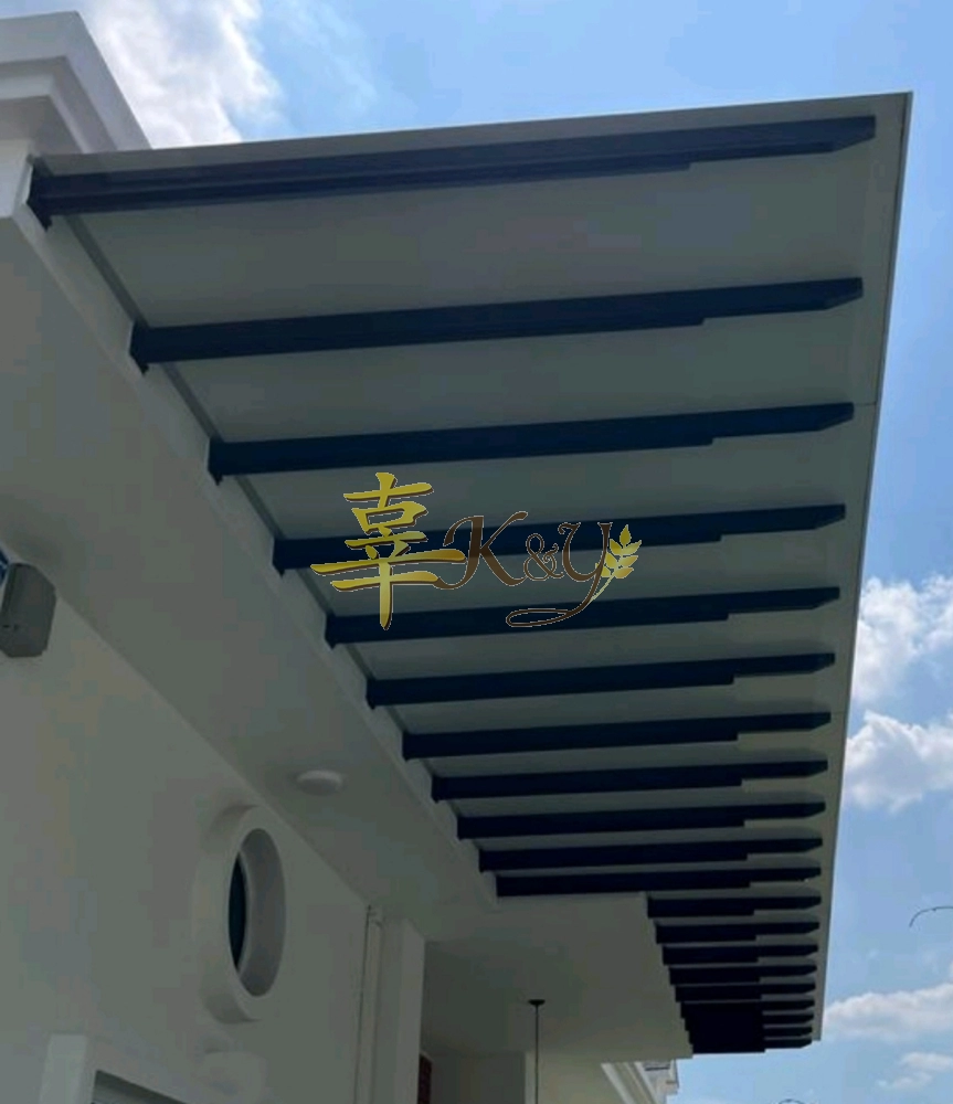 Mild Steel Aluminium Composite Panel (ACP 4mm) Pergola Roof Awning - Frame Ms 1 1/2x3(1.6)Hollow mix Ms 1 1/2x1/8 Flat bar & bundle Flat bar bracket 
