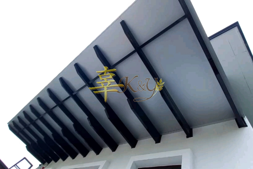 Mild Steel Aluminium Composite Panel (ACP 4mm) Pergola Roof Awning - Frame Ms 1 1/2x3(1.6)Hollow bundle Flat bar bracket , Bean Ms 1 1/2x1 1/2(1.2)Hollow 