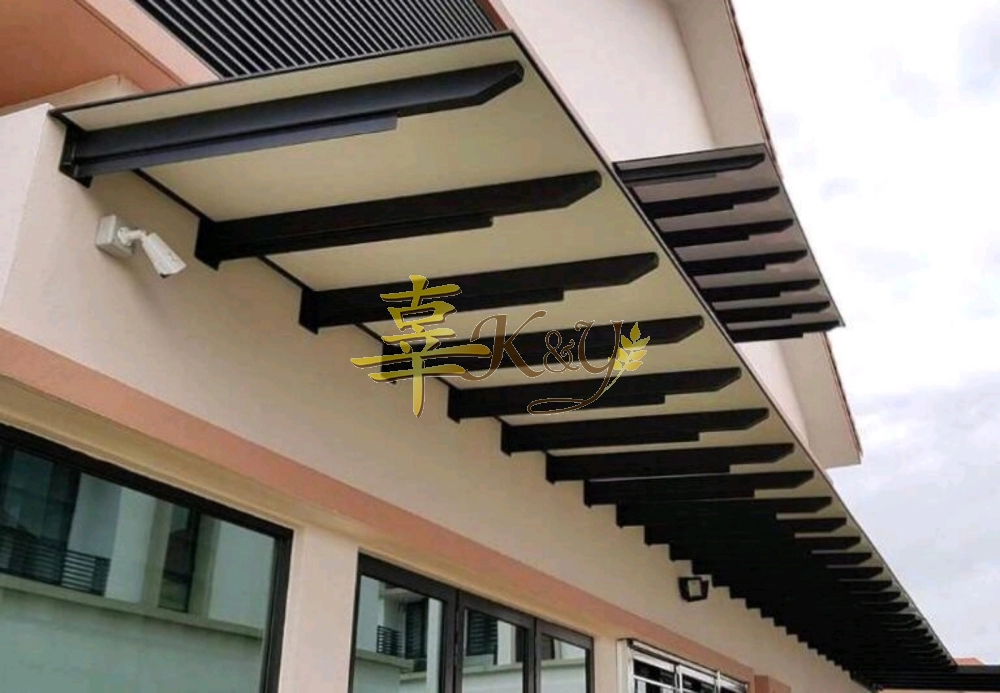 Mild Steel Aluminium Composite Panel (ACP 4mm) Pergola Roof Awning - Frame Ms 1 1/2x3(1.6)Hollow mix Ms 1 1/2x1/8 Flat bar & bundle Flat bar bracket 