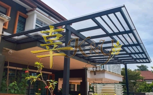 Mild Steel Polycarbonate Clear Color (Clear Plane Serials 3mm) Pergola Roof Awning - Frame Ms 1 1/2x3(1.6) or 2x4(1.6) Hollow Mix Ms 1x1 Hollow Bean 2x5(1.9/2.3) Hollow, Pillar 4x4(1.9)Hollow 