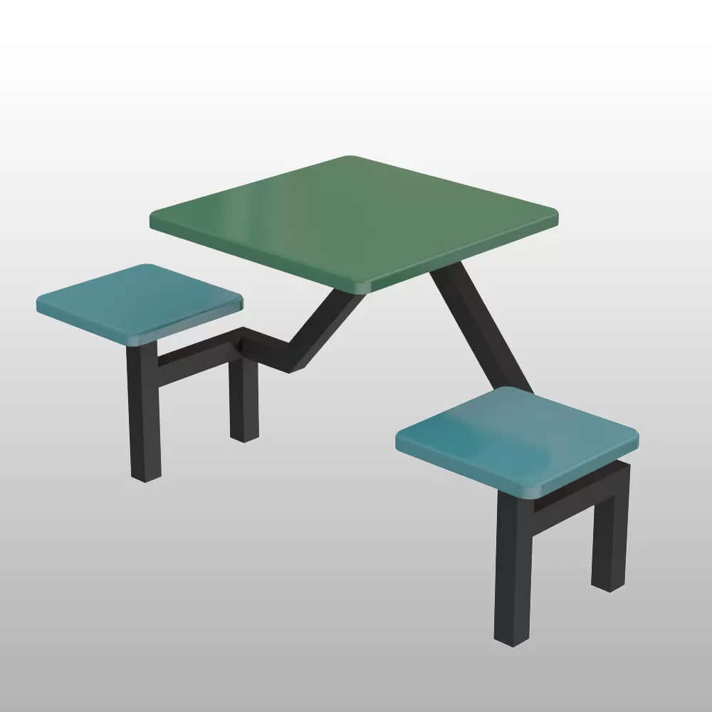 Canteen Set Table and Chair 2 Seater Square Seater  300MM(L)X600MM(W)X745MM(H)