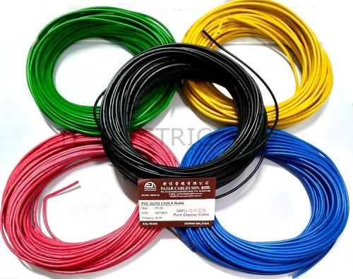 (30M) FAJAR 44/0.26 MM PVC AUTO CABLE CAR LORRY AUTOMOTIVE FULL COPPER BLUE / RED / GREEN / YELLOW / BLACK