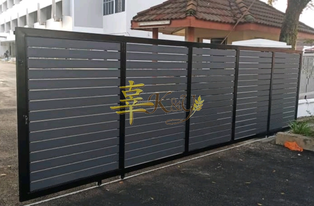 Mild Steel Main Gate (Sliding)Bundle Aluminium Panel(Grey)