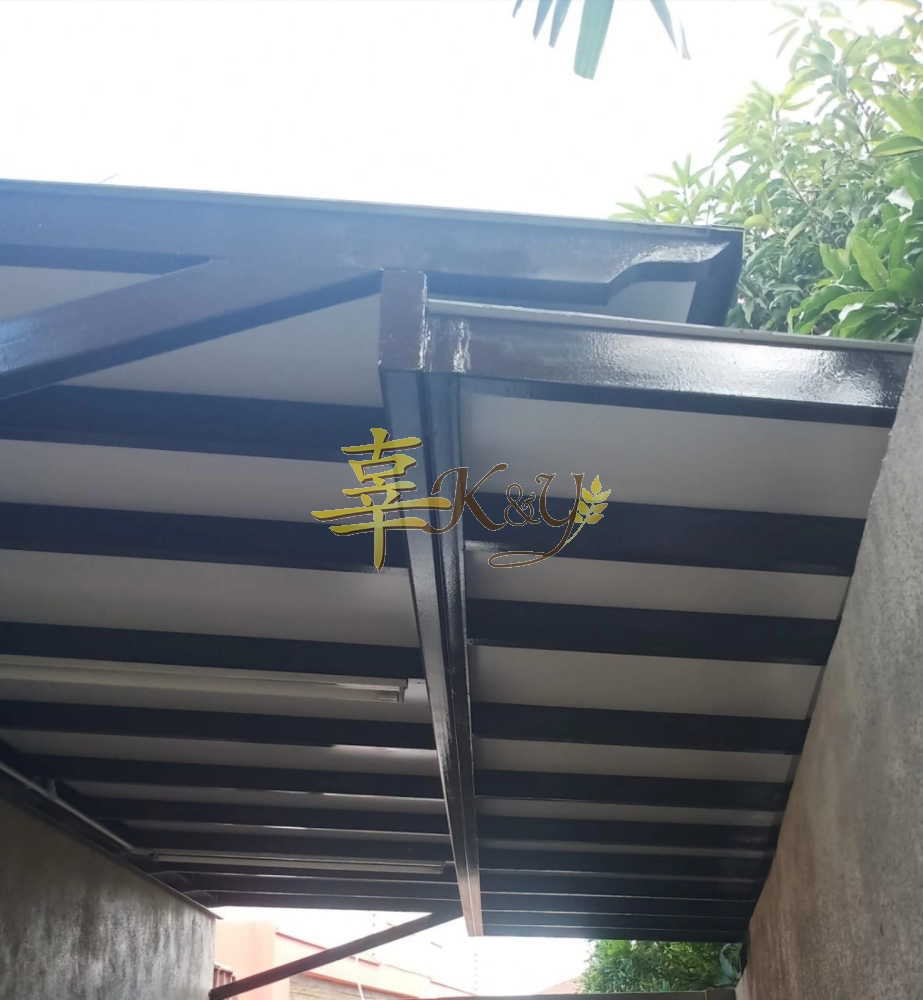 Mild Steel Aluminium Composite Panel (ACP 4mm) Pergola Roof Awning(OVERLAP)- Frame Ms 1 1/2x3(1.6) or 2x4(1.6) Hollow , Bean 2x5(1.9/2.3) Hollow, Pillar 4x4(1.9)Hollow 