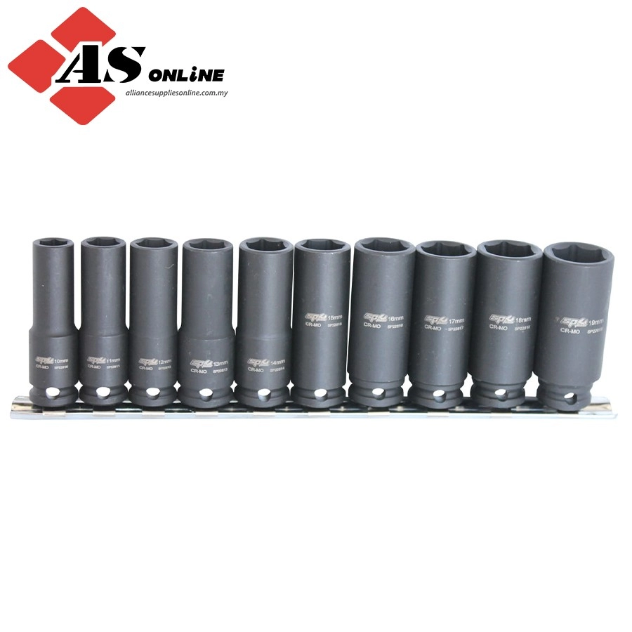 SP TOOLS 3/8"Dr Deep Impact Socket Rail Set - 6pt Metric - 10pc / Model: SP20260