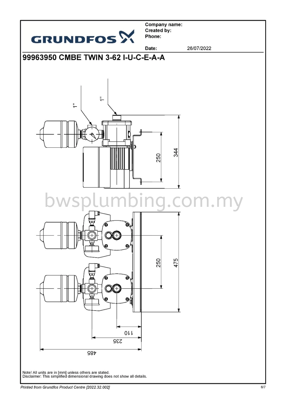 Grundfos CMBE TWIN 5-62 Variable Speed Water System Pump