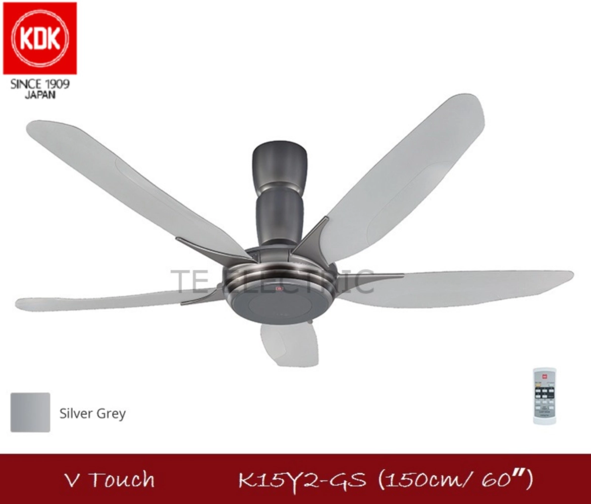 KDK K15Y2 150CM 60" FIVE BLADES REMOTE CONTROL CEILING FAN 5B 60 INCH V TOUCH SILVER GREY / COPPER BROWN