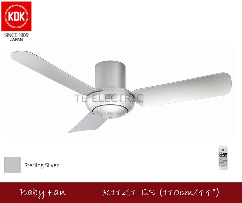 KDK K11Z1 REMOTE CONTROL CEILING FAN 110CM 44" BABY FAN 44 INCH THREE BLADES SILVER / WHITE