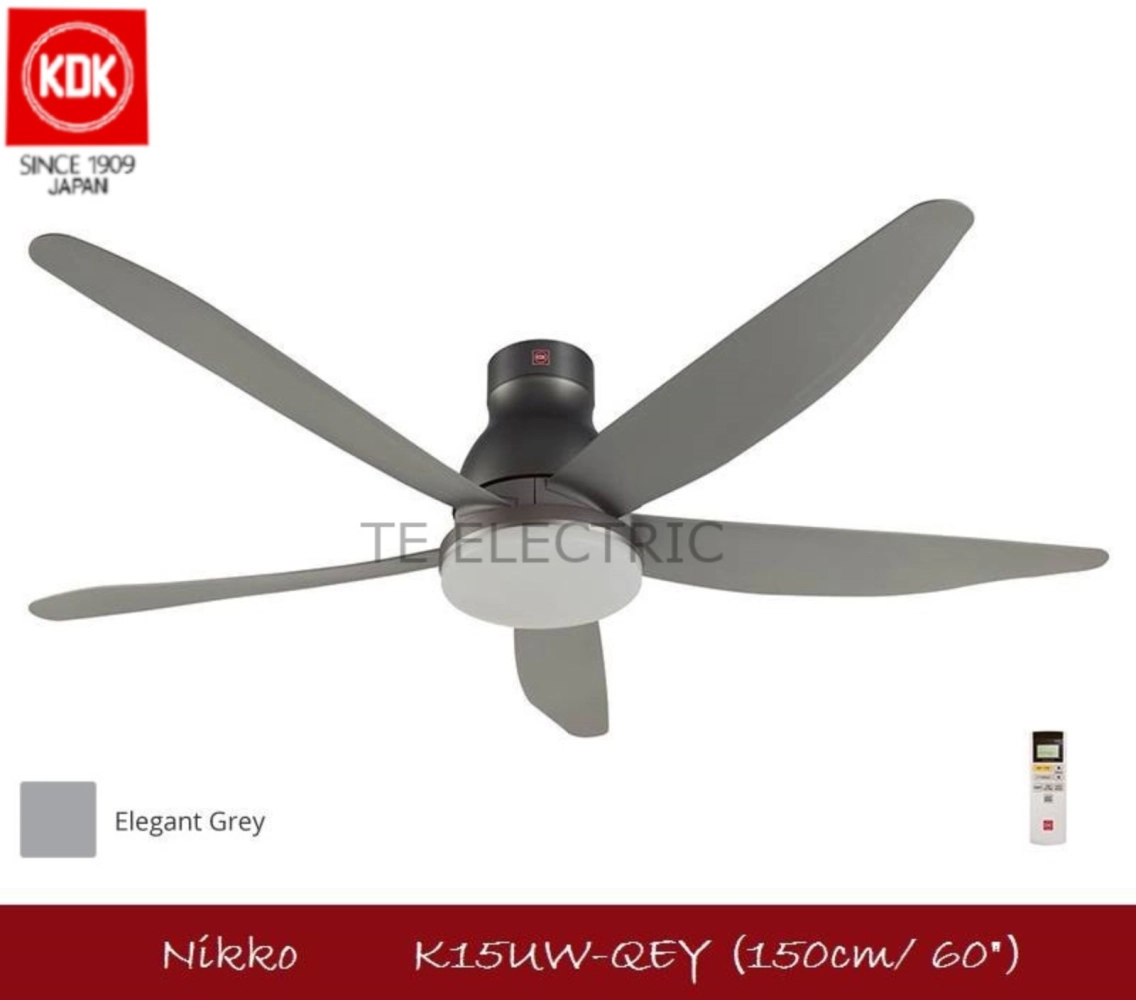 KDK K15UW 150CM 60" CEILING FAN WITH LED DOWN LIGHT FIVE BLADES REMOTE CONTROL DC MOTOR (SHORT PIPE & LONG PIPE) NIKKO SERIES