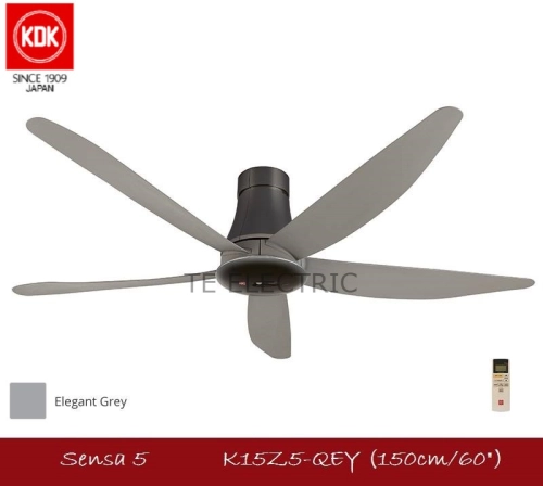 KDK K15Z5 150CM 60" SENSA 5 SERIES FIVE BLADES REMOTE CONTROL CEILING FAN DC MOTOR SHORT PIPE QEY/ LONG PIPE REY 60 INCH